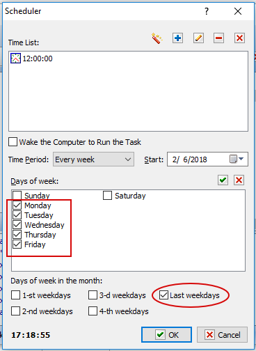 Scheduler parameters